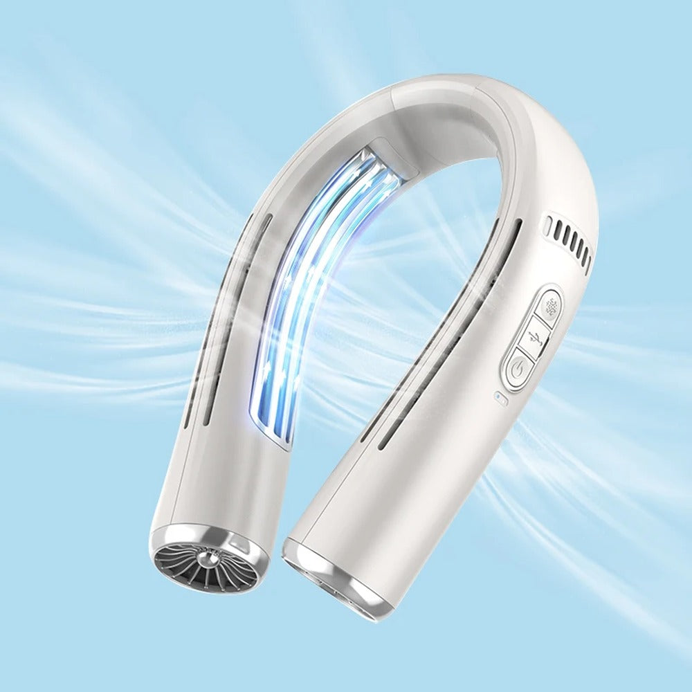 Gløde Nekkoeler in wit – draagbare, bladloze nekventilator